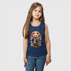 Майка детская хлопок Панда в японском стиле, цвет: тёмно-синий — фото 2