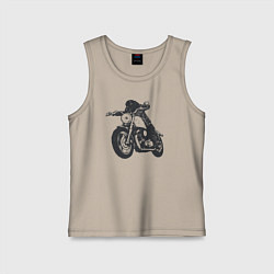 Майка детская хлопок Такса на мотоцикле на чоппере, цвет: миндальный