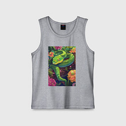 Майка детская хлопок Тропическая змея, цвет: меланж