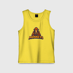 Майка детская хлопок Грозные обезьяны, цвет: желтый