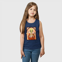 Майка детская хлопок Пришелец и кот-единорог, цвет: тёмно-синий — фото 2