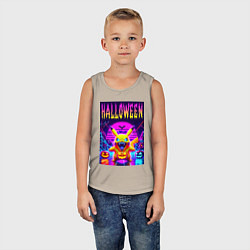 Майка детская хлопок Pikachu - halloween vaporwave, цвет: миндальный — фото 2