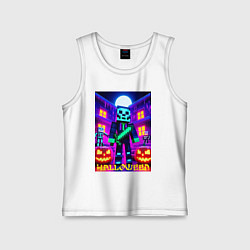 Майка детская хлопок Halloween and Minecraft - neon collaboration, цвет: белый