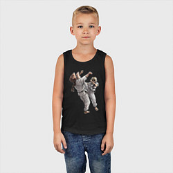 Майка детская хлопок Каратэ удар ногой, цвет: черный — фото 2