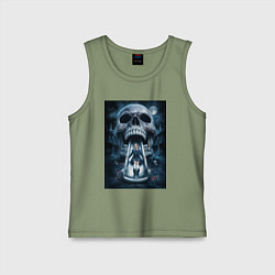 Майка детская хлопок Череп-горка, цвет: авокадо