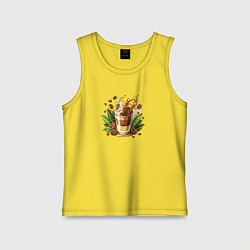 Майка детская хлопок Стакан кофе с молоком, цвет: желтый