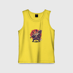 Майка детская хлопок Боевой лис с большим мечом, цвет: желтый