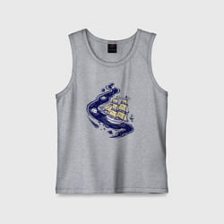 Майка детская хлопок Парусник в космосе, цвет: меланж