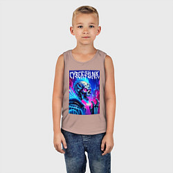 Майка детская хлопок Neon punk skeleton - ai art fantasy, цвет: пыльно-розовый — фото 2