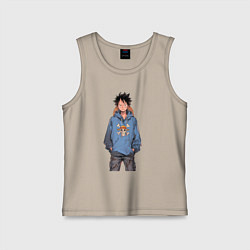 Майка детская хлопок Ван-Пис Луффи Монки, цвет: миндальный