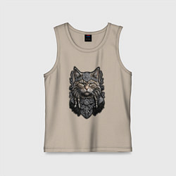 Майка детская хлопок Кот викинг, цвет: миндальный