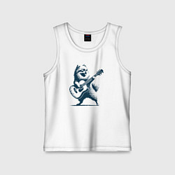 Майка детская хлопок Шпиц играет на гитаре укулеле, цвет: белый