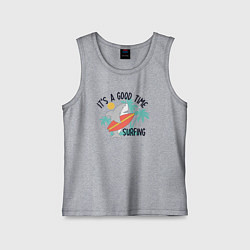 Майка детская хлопок Хорошее время для серфинга, цвет: меланж