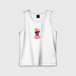 Майка детская хлопок Frenzy -кот в шляпе, цвет: белый