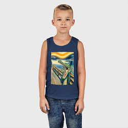 Майка детская хлопок Крокодил кричит на картине Эдварда Мунка - мем иск, цвет: тёмно-синий — фото 2