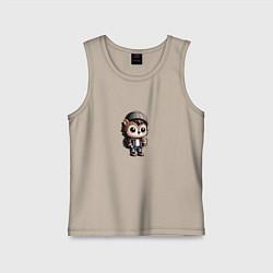 Майка детская хлопок Ежик-хипстер, цвет: миндальный