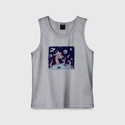 Майка детская хлопок Схватка с осьминогом в космосе, цвет: меланж