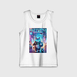 Майка детская хлопок Которо в неоновом городе - мем, цвет: белый
