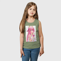 Майка детская хлопок Genshin Impact Яэ Мико, цвет: авокадо — фото 2