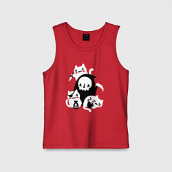 Майка детская хлопок Котики на Хэллоуин, цвет: красный