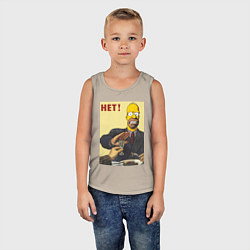 Майка детская хлопок Пародия на плакаты СССР Гомер Симпсон, цвет: миндальный — фото 2