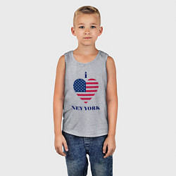 Майка детская хлопок Люблю Нью-Йорк, цвет: меланж — фото 2