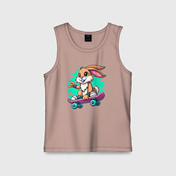 Майка детская хлопок Зайчонок крутой скейтбордист - нейроарт, цвет: пыльно-розовый