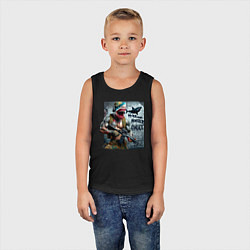 Майка детская хлопок Hyper shark monster swat - ai art fantasy, цвет: черный — фото 2