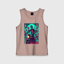 Майка детская хлопок Рик Санчес крутой байкер - нейроарт, цвет: пыльно-розовый