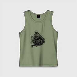 Майка детская хлопок Прибытие паровоза, цвет: авокадо