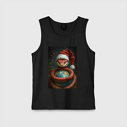 Майка детская хлопок Змея с колпаке, цвет: черный