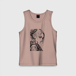 Майка детская хлопок Девушка с алыми глазами, цвет: пыльно-розовый