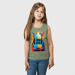Майка детская хлопок Яркий ретро автомобиль, цвет: авокадо — фото 2