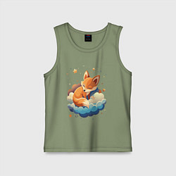 Майка детская хлопок Лисенок спит на облаке, цвет: авокадо