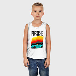 Майка детская хлопок Автомобиль Porsche на фоне флага Германии, цвет: белый — фото 2