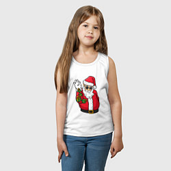 Майка детская хлопок Дед мороз сыплет подарками, цвет: белый — фото 2