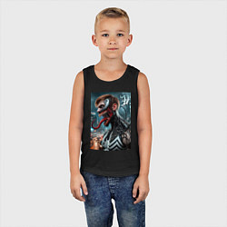 Майка детская хлопок Превращение Эдди в Венома - нейроарт фантазия, цвет: черный — фото 2