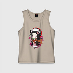 Майка детская хлопок Клинок рассекающий демонов Незуко каваи, цвет: миндальный