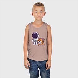 Майка детская хлопок Космонавт и тигрёнок, цвет: пыльно-розовый — фото 2