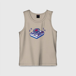 Майка детская хлопок Музыкальный виниловый проигрыватель, цвет: миндальный