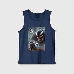 Майка детская хлопок Venom wants to move into a purebred cat, цвет: тёмно-синий