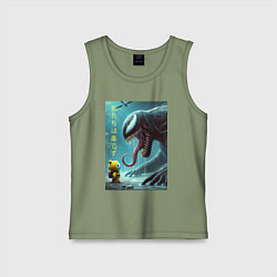 Майка детская хлопок Baby and Symbiote - we are a Venom meme, цвет: авокадо