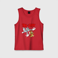 Майка детская хлопок Том и Джерри - погоня, цвет: красный