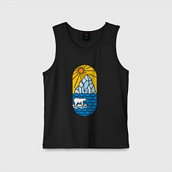 Майка детская хлопок Мишка на льдине, цвет: черный