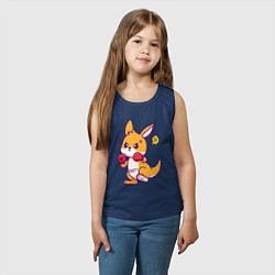 Майка детская хлопок Кенгуру боксирует, цвет: тёмно-синий — фото 2