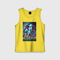 Майка детская хлопок Слон похожий на Рика Санчеса - прикол, цвет: желтый