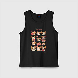 Майка детская хлопок Милая собачка с сердечками, цвет: черный