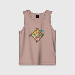 Майка детская хлопок Девушка и фламинго, цвет: пыльно-розовый