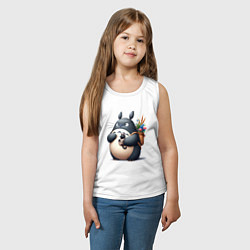 Майка детская хлопок Totoro and black cat - anime, цвет: белый — фото 2