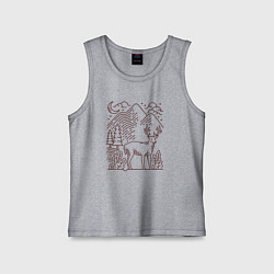 Майка детская хлопок Горы и олень, цвет: меланж